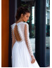 Long Sleeve White Lace Chiffon Wedding Dress